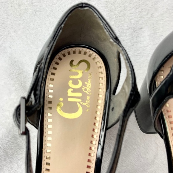 SAM EDELMAN Black Jensen Patent Leather Block Heel Mary Jane Style Pump Size 9.5 - Picture 4 of 14